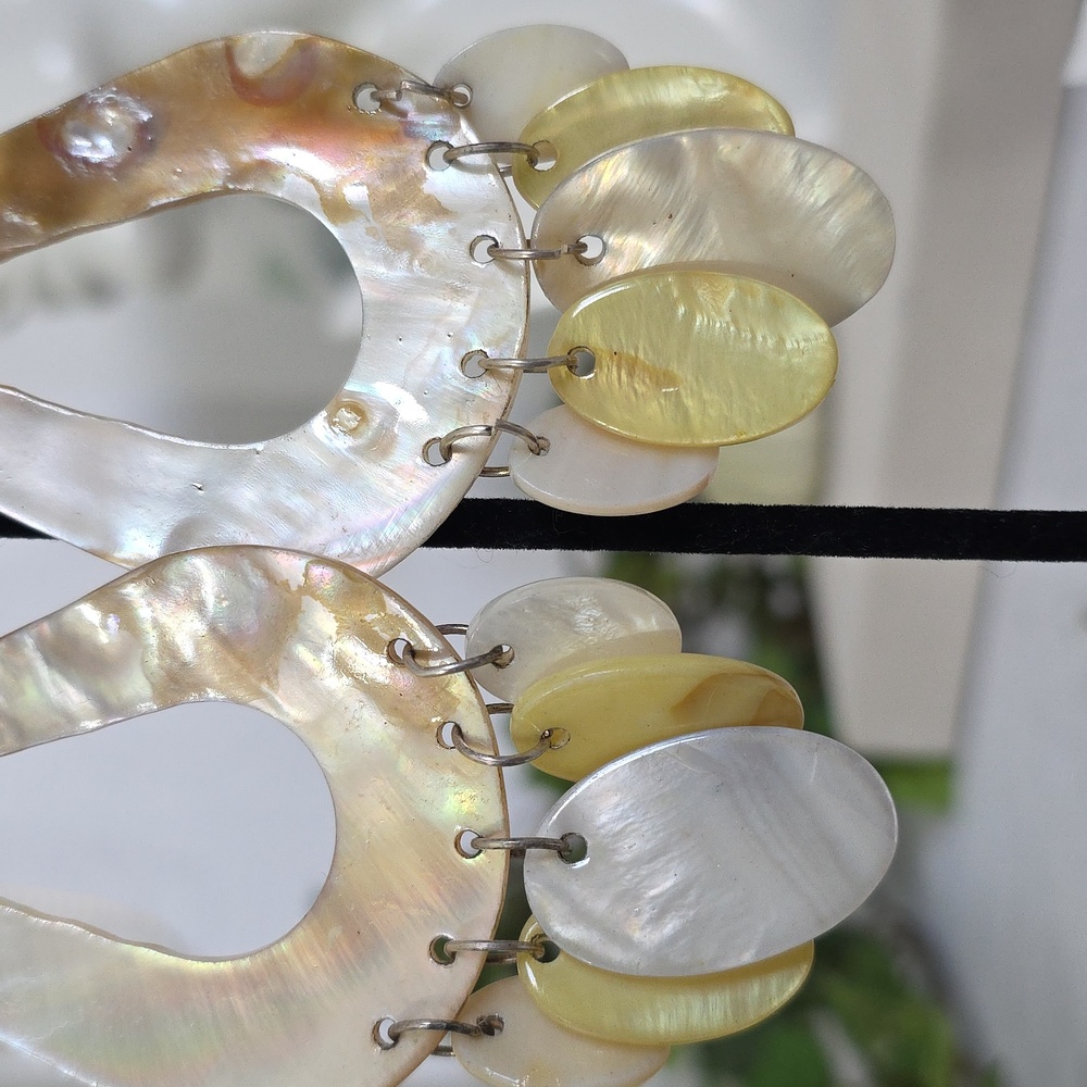 Artisan Vintage Large Statement Shell Drop Earrin… - image 4